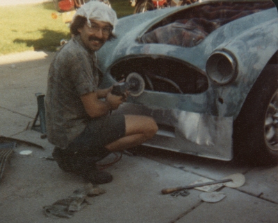 Don working on the race car